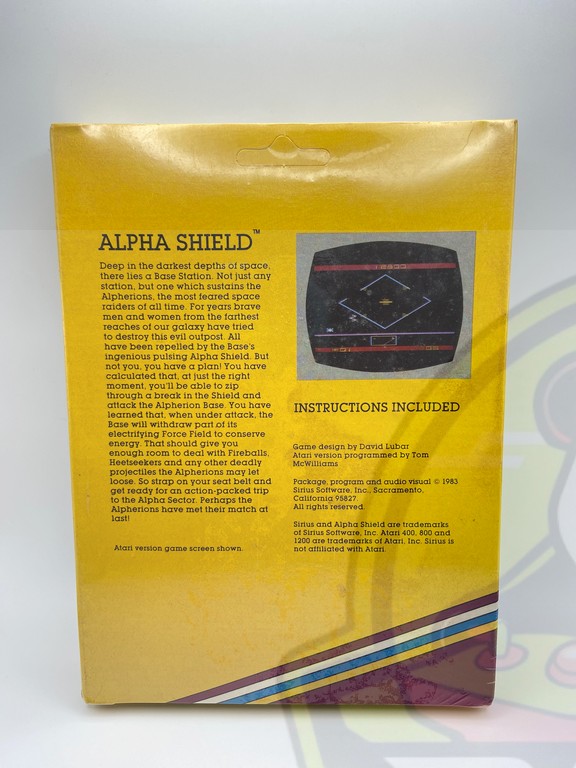 ALPHA SHIELD - ATARI 400/800-16K CARTRIDGE-NTSC-BRAND NEW