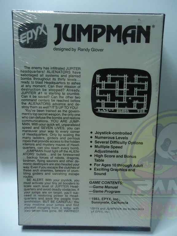 JUMPMAN-ATARI 400/800-DISKETTE 32K -NTSC-BRAND NEW.