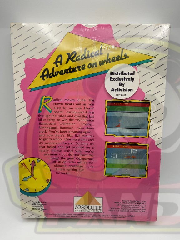 2600 SKATE BOARDN-01 (2) SKATE BOARDIN'A RADICAL ADVENTURE-ATARI VCS 2600-NTSC-BRAND NEW.