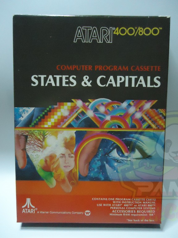 400-800 STATES-CAPITALS-01 STATES & CAPITALS-ATARI 400/800 CASSETTE-NTSC-BRAND NEW.