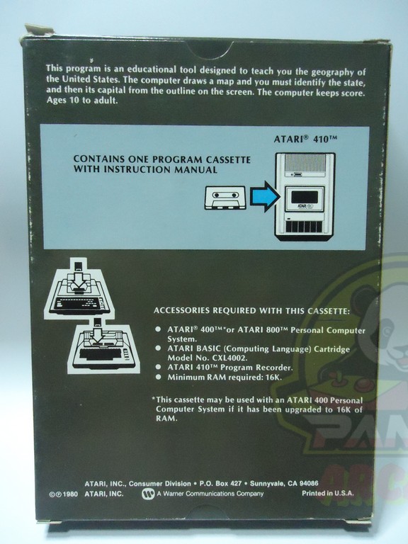 400-800 STATES-CAPITALS-02 STATES & CAPITALS-ATARI 400/800 CASSETTE-NTSC-BRAND NEW.