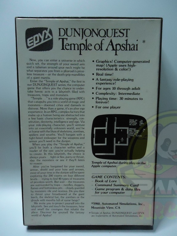 DUJONQUEST TEMPLE OF APSHAI- DISKETTE FOR APPLE-NTSC-BRAND NEW.
