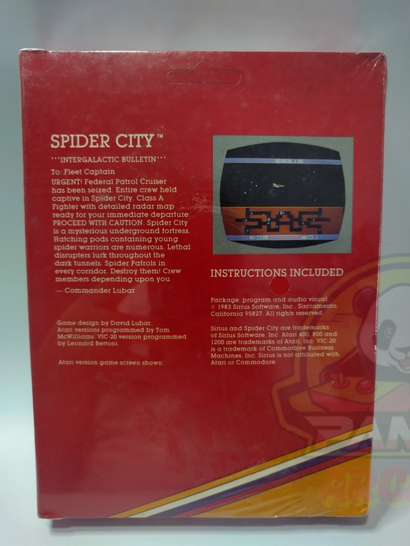 COMMODOREVIC20 SPIDER CITY-02 SPIDER CITY FOR THE COMMODORE VIC-20 COMPUTERS-NTSC-BRAND NEW.